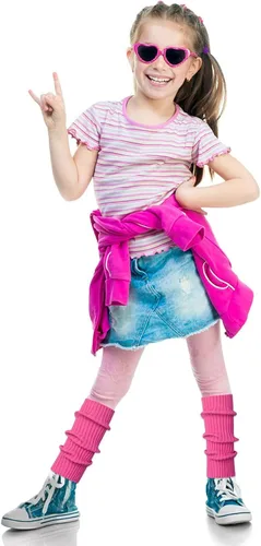 Vista 2 de Calentadores de piernas para niños y niñas, calcetines de pierna de punto neón acanalado, calentadores de piernas para bebés, calentadores de brazos