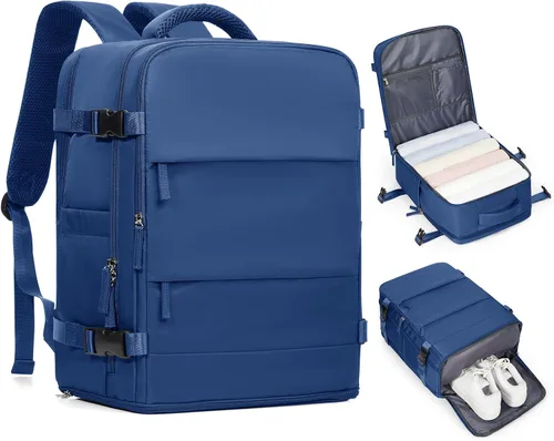 Vista 71 de Mochila de viaje grande, bolsa de mano, aprobada para aviones, para artículos personales, para hombre o mujer, color beige con marrón