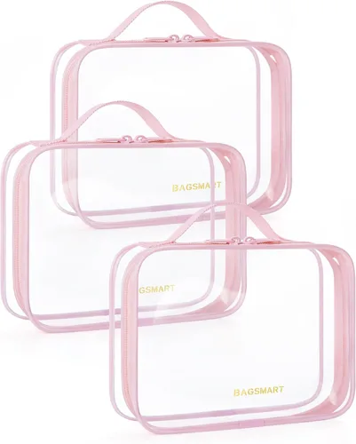 Vista 11 de BAGSMART Neceser transparente con asa, paquete de 2 unidades, aprobado por Negro Absoluto