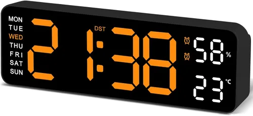 Vista 11 de JoFomp Reloj de pared digital con pantalla grande, relojes de pared LED de 9 pulgadas para decoración de sala de estar, reloj digital