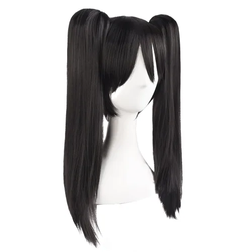 Vista 2 de MapofBeauty 20 pulgadas/19.7 in doble cola recta pelo Cosplay pelucas (negro)