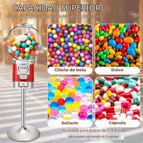 Vista 5 de Simgoing Máquina expendedora con soporte de metal, máquinas expendedoras de cápsulas de monedas comerciales, máquina de chicles de centavo