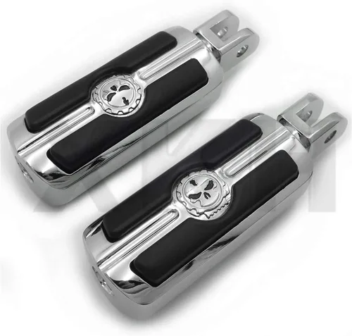 Vista 3 de SMT- Estriberas cromadas de calavera compatibles con Harley 2018 y posteriores FXBB FXBR FXBRS FXLR 2019 Street Bob [B07P5H6Z2M] Cromo 1