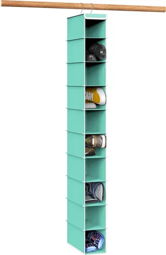 Vista 8 de Simple Houseware - Organizador de armario con 10 estantes para zapatos, colgante, negro