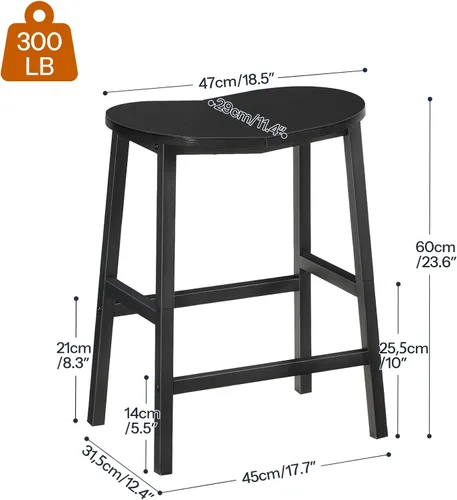 Vista 3 de HOOBRO Juego de 2 taburetes de bar, taburetes de bar de altura de mostrador, taburetes de bar de 23.6 pulgadas para encimera de cocina, taburetes