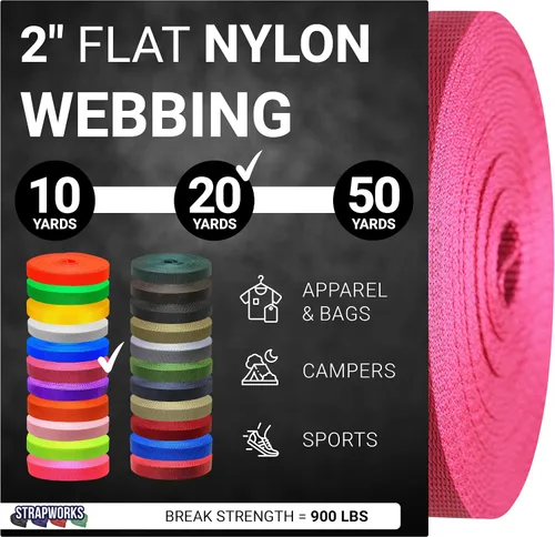 Vista 36 de Strapworks - Correa de nailon resistente de 2 pulgadas para cinturón, mochila, correa, collar, correa de perro, sujeción y más, 9, 18 o 45.7 metros