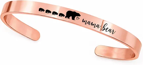 Vista 8 de SM Design Pulsera de mamá oso regalo para mamá con cachorros, día de San Valentín, cumpleaños, cantidad personalizada de cachorros, regalo para mamá