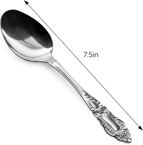 Vista 2 de DecorRack 12 cucharas de cena, cucharas de acero inoxidable de grado alimenticio, 7.5 pulgadas, cubiertos para el hogar, restaurante, lavavajillas
