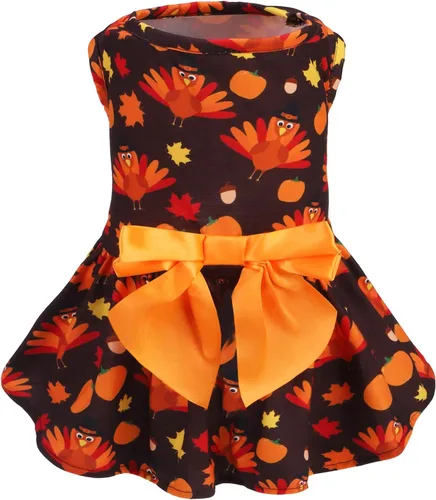 Vista 29 de PUPTECK Vestido estampado para perro, ropa para mascotas para el 4 de julio con lindo corbatín para cachorros, bandera, XS Estilo americano