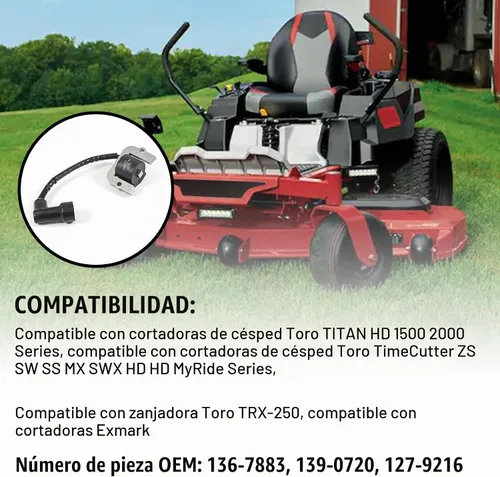 Vista 2 de 136-7883 2pcs Módulo de bobina de encendido compatible con Toro & Titan Exmark Series para cortadoras de césped de montar # 139-0720 127-9216