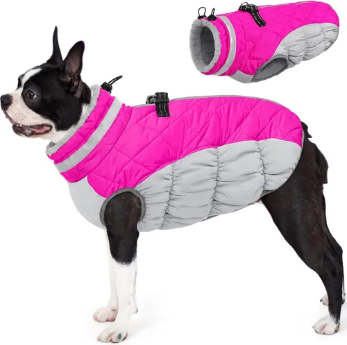 Vista 36 de AOFITEE Abrigo para perro, chaquetas cálidas para perros pequeños, abrigo de invierno para perros con arnés integrado, chaqueta de invierno