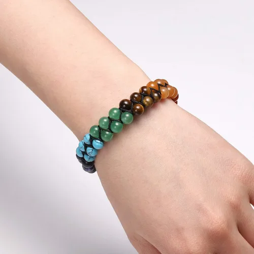 Vista 5 de Jovivi Pulseras de cuentas de chakras para mujeres y hombres 0.236 pulgadas (0.236 in) natural 7 chakras curación árbol de cristal pulsera elástica