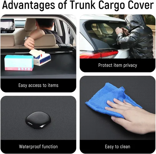 Vista 5 de Cubierta de carga compatible con Toyota RAV4 2018 2017 2016 2015 2014 2013, accesorios de lona de textura retráctil, cubierta de maletero, protector