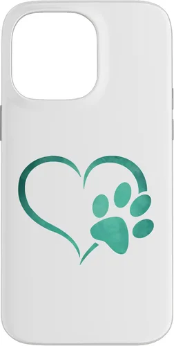 Vista 21 de Vintage green Dog Paw Print heart For Dogs Lover Case for iPhone 16