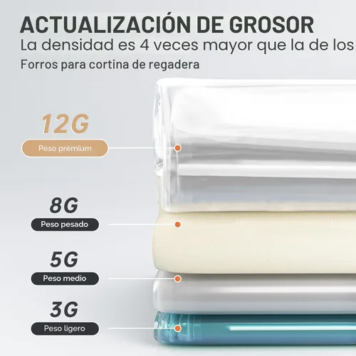 Vista 2 de AmazerBath Cortina de ducha resistente para cabina de 12 calibre, 36 x 72 pulgadas de plástico transparente con peso, con 2 piedras pesadas y 6