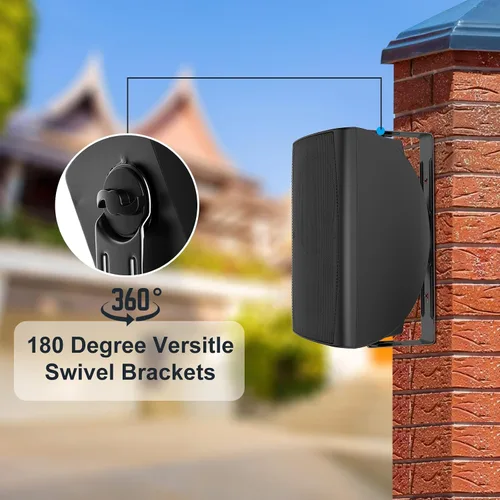 Vista 5 de STUDIOFINIX Altavoces Bluetooth para exteriores de 6.5 pulgadas, 400 W, impermeables, con cable, sistema de altavoces impermeables para montaje