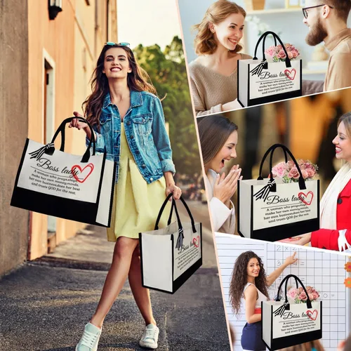 Vista 6 de Bolsa de mano personalizada con letras de yute para mujer, regalo de cumpleaños de Navidad para mujeres, regalos de playa para mujer, mujer, mamá