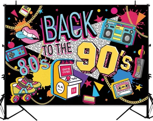 Vista 2 de Sensfun Back to The 80s 90s Backdrop Hip Hop Graffitti I Love The 80's 90's Fondos de fotos para adultos Decoración de fiesta de cumpleaños Retro