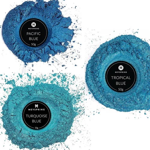 Vista 2 de MEYSPRING Paquete de polvo de mica azul – 5.29 oz – 3 tonos de azul para degradados de arte epoxi oceánico – pigmentos de resina