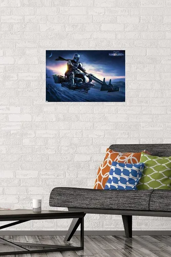 Vista 33 de Star Wars: The Mandalorian - Póster de pared Grogu Sunset Speeder, 34 pulgadas de largo x 22.4 W, versión premium sin marco