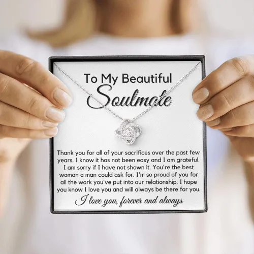 Vista 5 de to My Soulmate Love Knot Necklace - My Lovely Wife, Gifts for Girlfriend, Romantic Gifts for Her from Husband to Wife, Valentine's Day, for Wife BS1