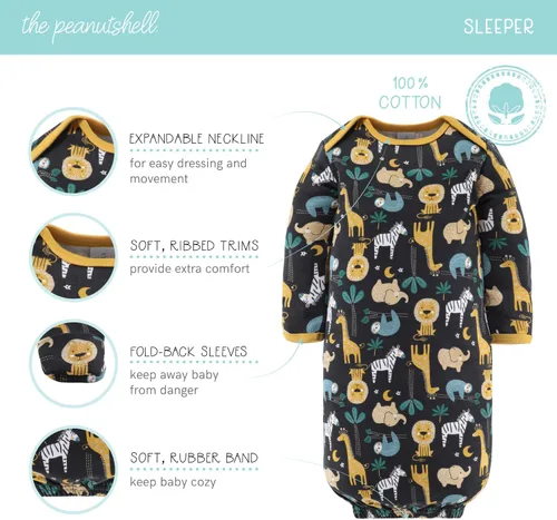 Vista 5 de The Peanutshell Ropa y EssentIals para recién nacido, set de regalo de canastilla de 16 piezas, trajes de 0-3 meses, Negro y amarillo