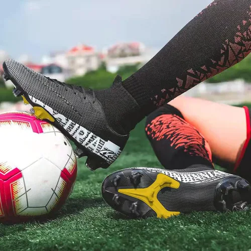 Vista 6 de HHY Tacos de fútbol para hombre, zapatos de fútbol con cordones antideslizantes