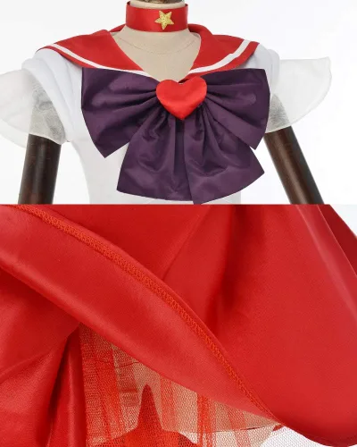 Vista 6 de Coskidz Disfraz de Hino Rei Sailor Mars Cosplay versión SuperS para mujer (multicolor, L)