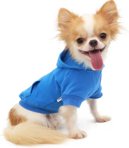 Vista 13 de LOPHIPETS Sudadera ligera de algodón para perros pequeños – Sudadera con capucha para chihuahuas, cachorros y razas juguetes - Gris/XS