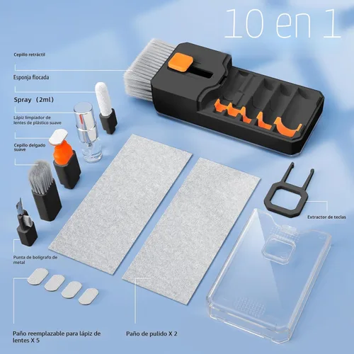Vista 7 de Ordilend Kit de limpieza de teclado, limpiador de laptop, kit de limpieza de cámara de computadora todo en uno, herramienta de cepillo, limpiador
