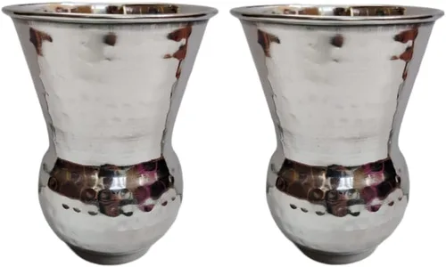 Vista 4 de Bona fide - Juego de 2 vasos de acero martillado para servir agua de 13.5 fl oz, juego de vasos, taza para beber