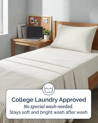Vista 402 de Extra Deep Twin XL Sheet Set - 3 Piece College Dorm Room - White 01-Blanco