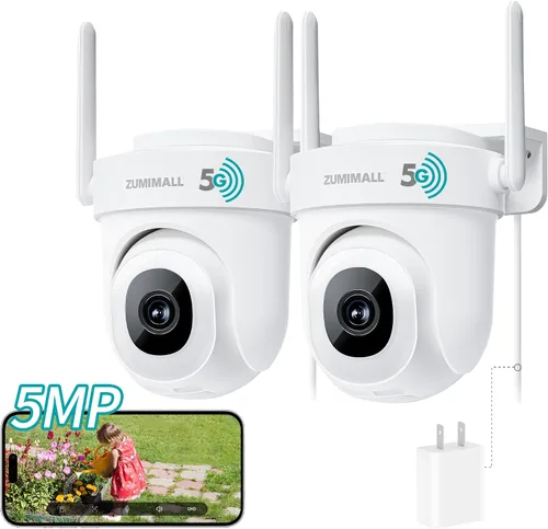 Vista 13 de ZUMIMALL Cámara de Seguridad Inalámbrica para Exteriores 3MP HD Negra, WiFi 2.4G/5G, Grabación 24/7 con Alimentación por Cable Seguimiento