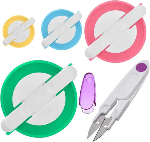 Vista 6 de Fabricador de Pompones, 4 Tamaños Diferentes Fabricador de Pompones Bola Esponjosa Aguja de Manualidades DIY Lana Tejido Manualidades Kit