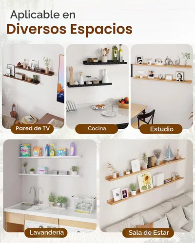 Vista 7 de Axeman Repisa para Cuadros de Roble, Estantes Flotantes de 24 Pulgadas, Juego de 2, Estantes de Pared de Madera de Roble Macizo con Reborde