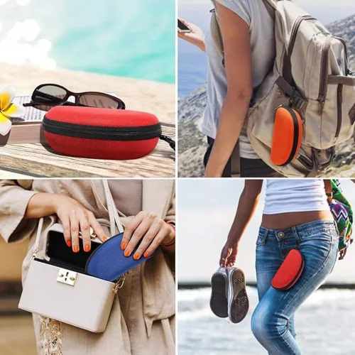 Vista 7 de Paquete de 3 fundas de gafas de sol portátil con cremallera de viaje con paño de limpieza