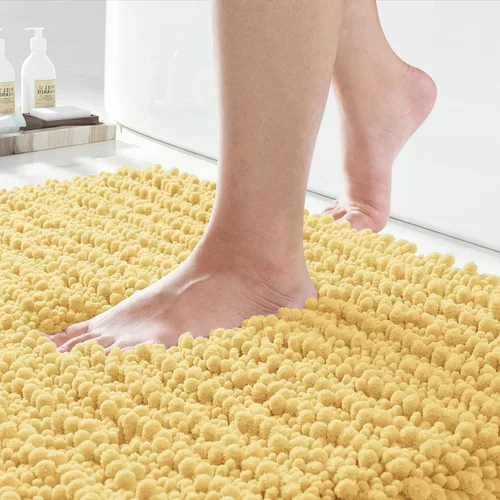 Vista 32 de Yimobra Alfombras de Baño Antideslizantes Lavables - Alfombra de Baño de Chenilla Ultra Suave Absorbente, Alfombra Peluda de Secado Rápido para Negro