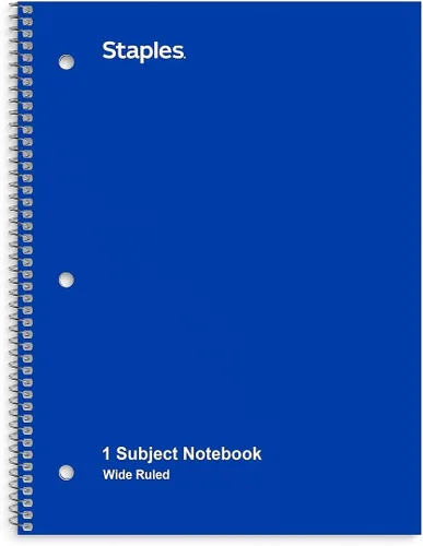 Vista 7 de Staples 1 Subject cuaderno con renglones anchos, 8 pulgadas x 10-1/2 pulgadas, rojo