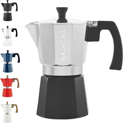 Vista 12 de GROSCHE Milano - Cafetera Moka para estufa, olla de expreso para 3 tazas de café, 5 oz, color negro - Cafetera cubana para estufa, cafetera Moka