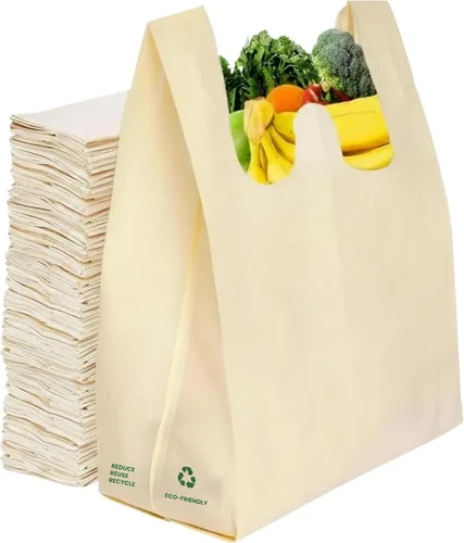 Vista 10 de Simply Cool Paquete de 50 bolsas de compras reutilizables ecológicas negras de 21.5 x 12.2 x 7.2 pulgadas, bolsas de compras duraderas y reciclables