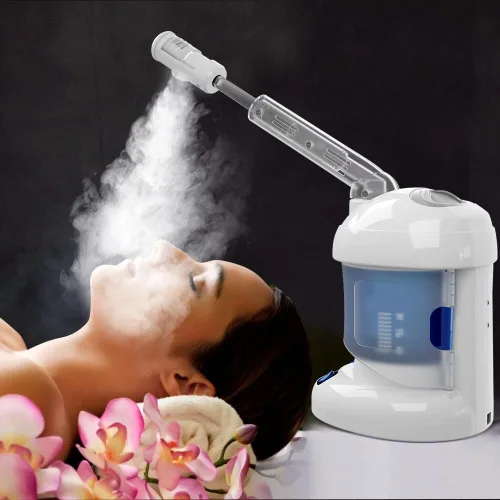Vista 8 de Vaporizador facial de mesa, vaporizador de ozono con brazo giratorio de 360°, vaporizador facial nano iónico profesional para limpieza profunda