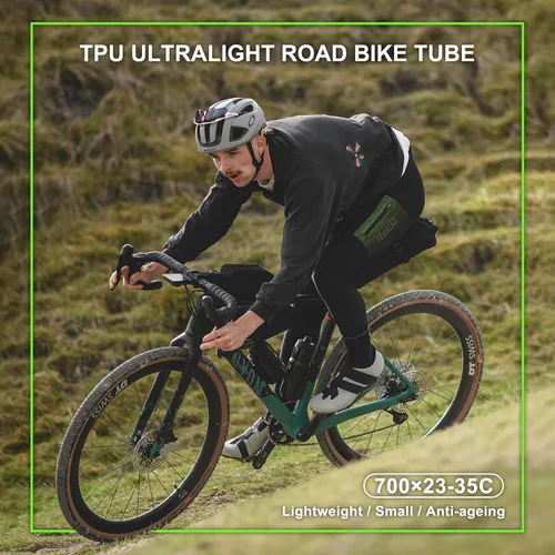 Vista 7 de Tubo interior de bicicleta TPU 700C × 18-32C: tubo ligero para bicicleta de carretera con válvulas Presta de 1.772 in/2.559 in/3.346 in