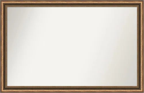 Vista 276 de Amanti Art Espejo de baño de bronce para sobre fregadero, 24 x 24 pulgadas, espejo de tocador cuadrado estrecho de bronce Manhattan, marco de madera