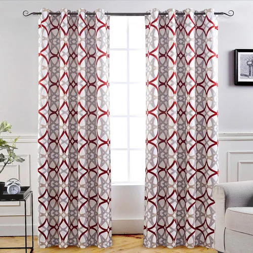Vista 23 de Cortinas DriftAway Alexander de oscurecimiento para sala de estar, mezcla de lino con patrón, térmicas, oscurecedoras, geométricas, estilo marroquí