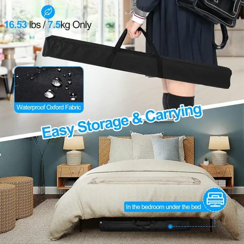 Vista 5 de FUDESY Soporte para telón de fondo de 8 x 8 pies, kit de soporte de fondo ajustable resistente con bolsa de transporte, soporte de marco