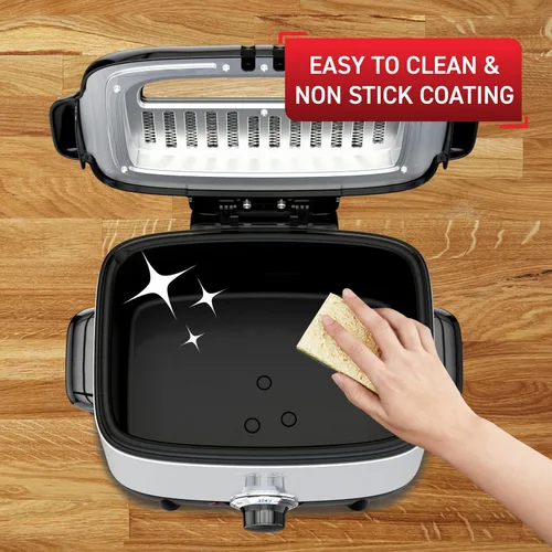 Vista 6 de T-fal Mini freidora, freidora de acero inoxidable con canasta, 1 litro, control de temperatura versátil, 900 vatios, control de temperatura, fácil