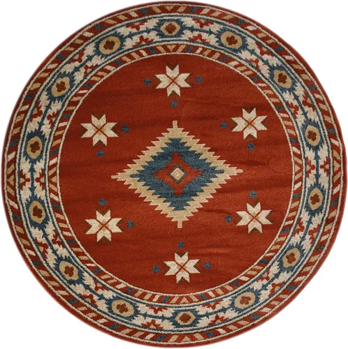 Vista 31 de Nevita Collection Southwestern Native American Design Area Alfombra geométrica (azul, 5'3" redondo)