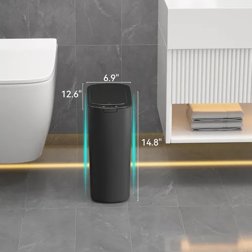 Vista 2 de Botes de Basura de 5 Galones con Sensor de Movimiento para Baño, Botes de Basura Automáticos con Tapa, sin Contacto, Inteligentes, Delgados