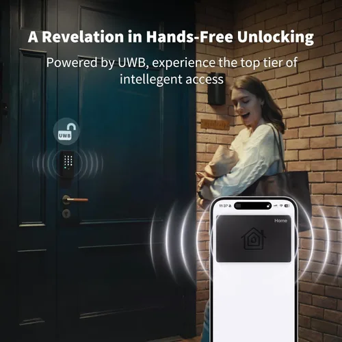 Vista 2 de Aqara UWB Smart Lock U400, llave de Apple Home, cerrojo de huella digital Negro