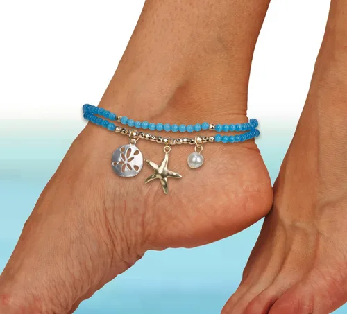 Vista 2 de Juego de 2 piezas elásticas para mujer con diseño de estrellas de mar y dólar de arena Colección SPUNKYsoul